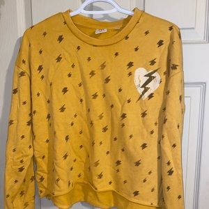 Junk Food Yellow Sweater Lightning Bolt Print